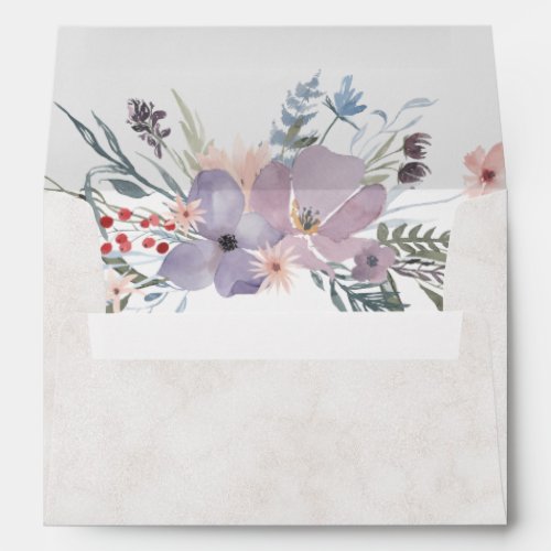 Violet Meadow Watercolor Floral Bouquet Envelope