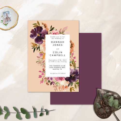 Violet Meadows Modern Fall Floral Invitation