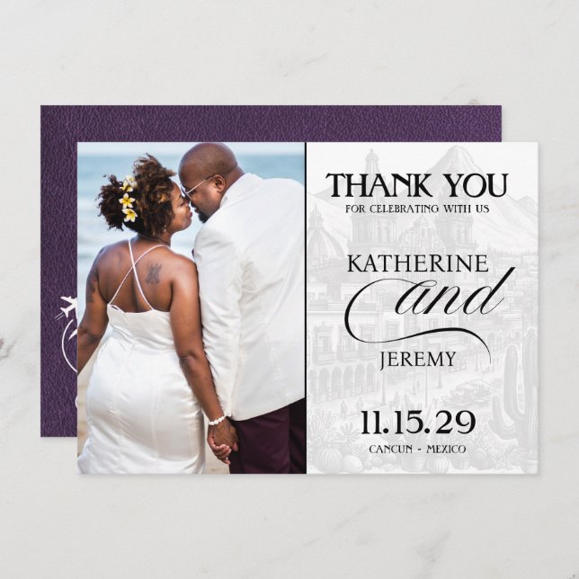 Violet Mexico Passport Thank You Card (Front/Back)