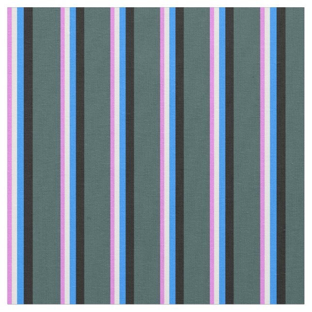 Violet, Mint Cream, Blue, Black & Dark Slate Gray Fabric (Close Up)