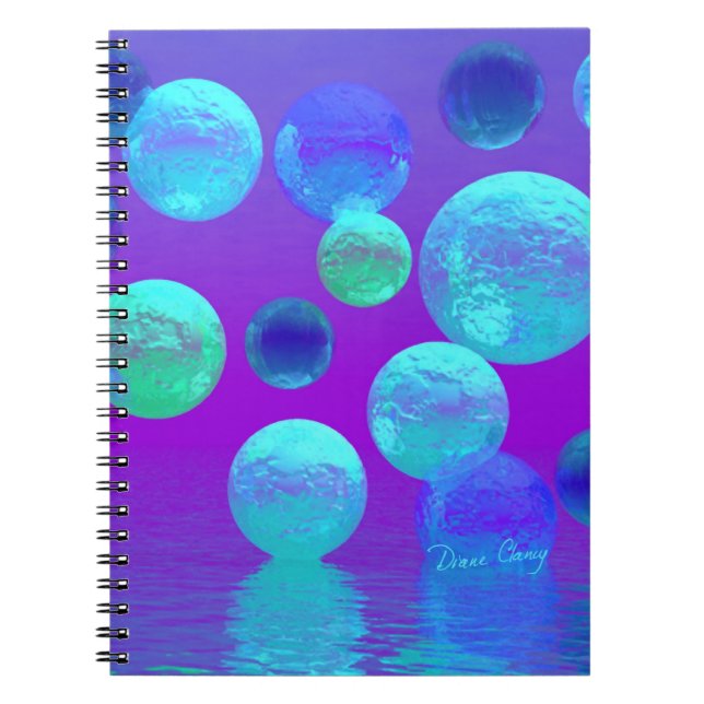 Violet Mist - Cyan and Purple Abstract Light Notebook (Front)