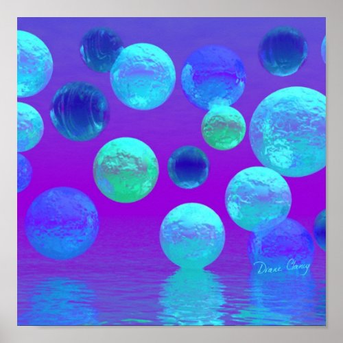 Violet Mist - Cyan and Purple Abstract Light Poster