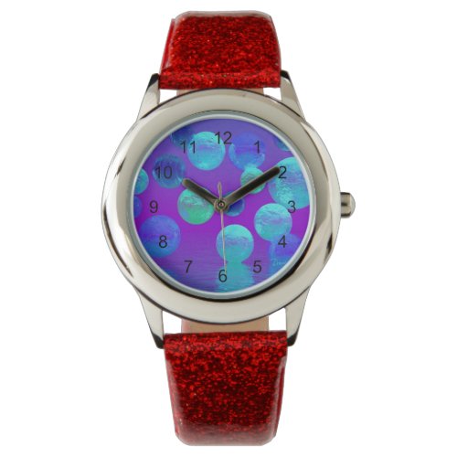 Violet Mist, Cyan and Purple Abstract Light Wrist Watch