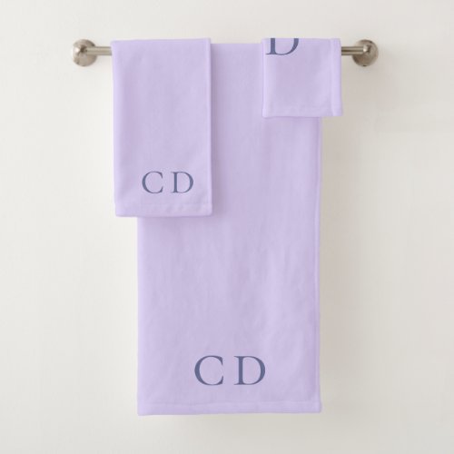 Violet monogram initials minimalist bath towel set
