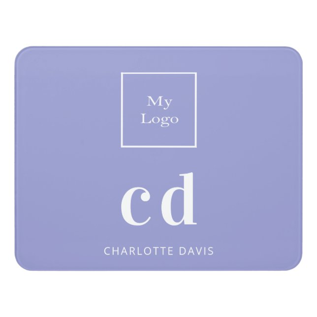 Violet  monogram name business logo door sign (Contemporary Front)