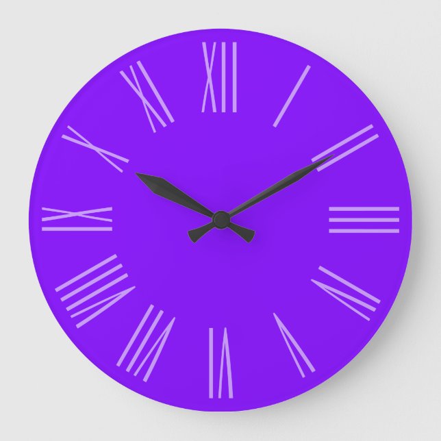 Violet Monotone Roman Numerals Large Clock (Front)