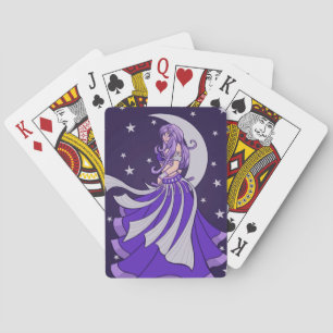 Violet Moon Goddess Belly Dancer Purple Art Poker Cards