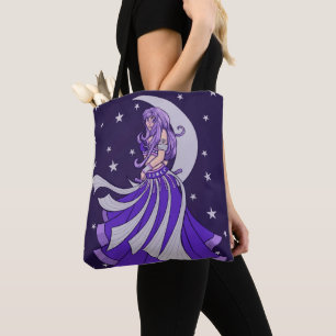 Violet Moon Goddess Belly Dancer Purple Art Tote Bag