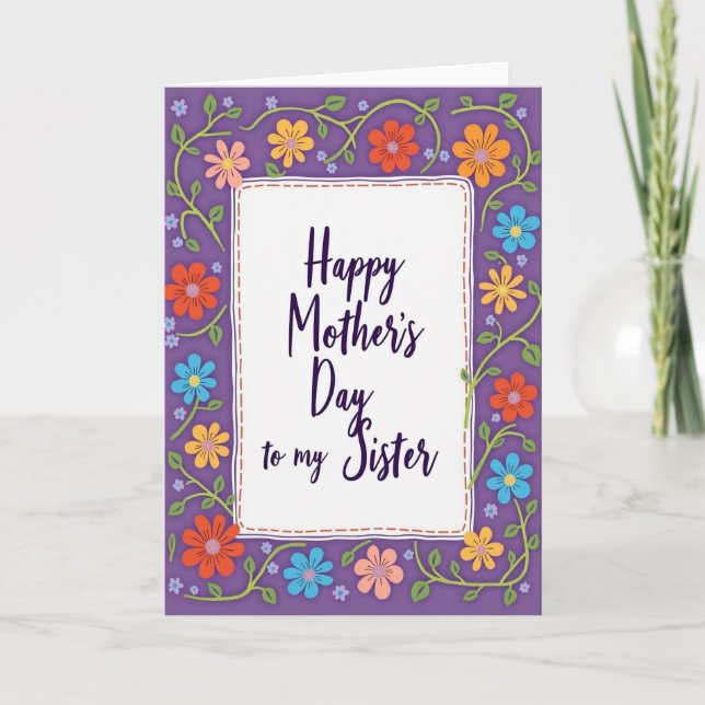Violet Mothers Day Vines Card (Front)