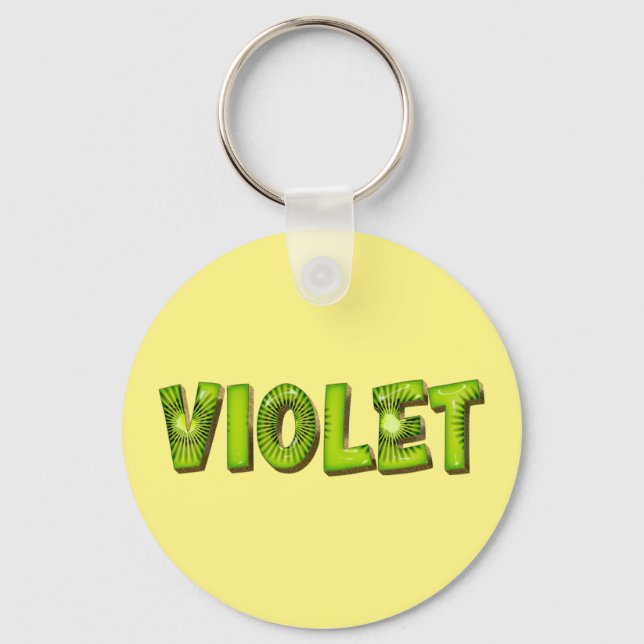 Violet Name Kiwi Design Key Fans Keychain (Front)