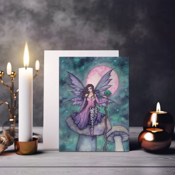 Violet Night Fairy Blank Card By Molly Harrison by robmolily at Zazzle