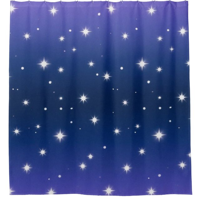 Violet Night Gradient with Twinkling Stars pattern Shower Curtain (Front)