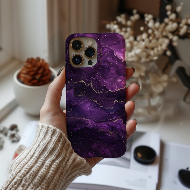 Violet Obscura Luxury Deep Purple Marble Gold iPhone Case (Creator Uploaded)