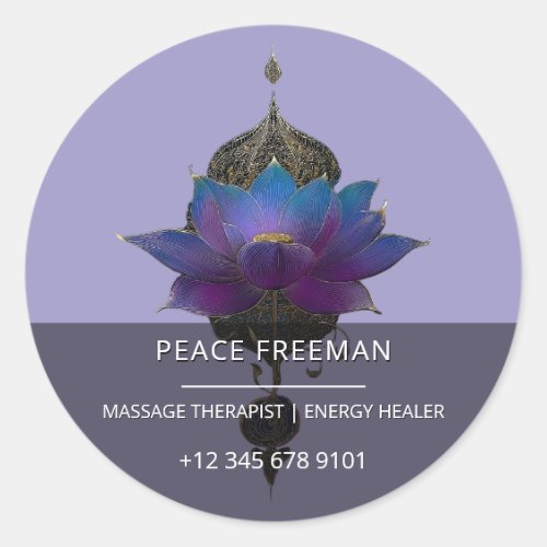 VIOLET ORACLE | MYSTICAL LOTUS EMBLEM CLASSIC ROUND STICKER