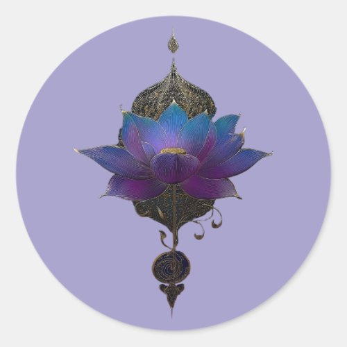 VIOLET ORACLE | MYSTICAL LOTUS EMBLEM CLASSIC ROUND STICKER
