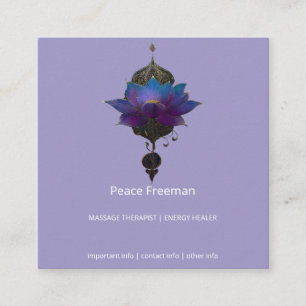 VIOLET ORACLE MYSTICAL LOTUS EMBLEM SQUARE BUSINESS CARD