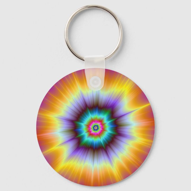 Violet Orange and Turquoise Explosion Keychain (Front)
