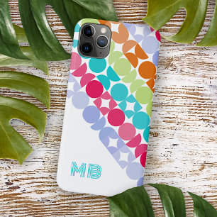 Violet Orange Pink Aqua Midcentury Circles Pattern iPhone 12 Case