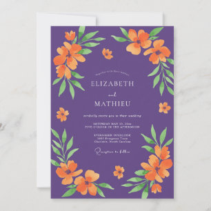 Violet Orange Poppy Wedding Invitation