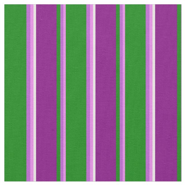 Violet, Orchid, Green, Purple & White Pattern Fabric (Close Up)