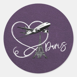 Violet Paris Passport Classic Round Sticker