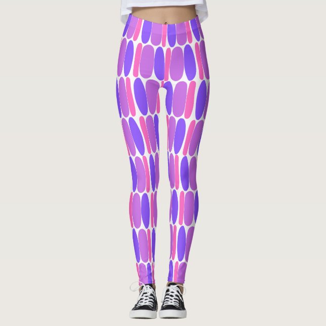 Violet Pattern Colorful Shapes Leggings (Front)