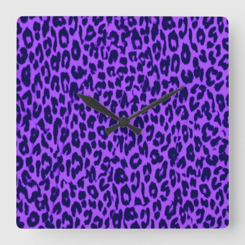 Violet pattern leopard fur texture square wall clock