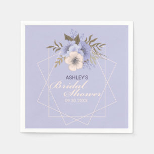 Violet Peach Pastel Geometric Roses Bridal Shower Napkins