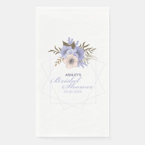 Violet Peach Pastel Geometric Roses Bridal Shower Paper Guest Towels