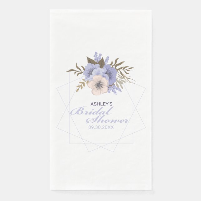 Violet Peach Pastel Geometric Roses Bridal Shower Paper Guest Towels (Front)