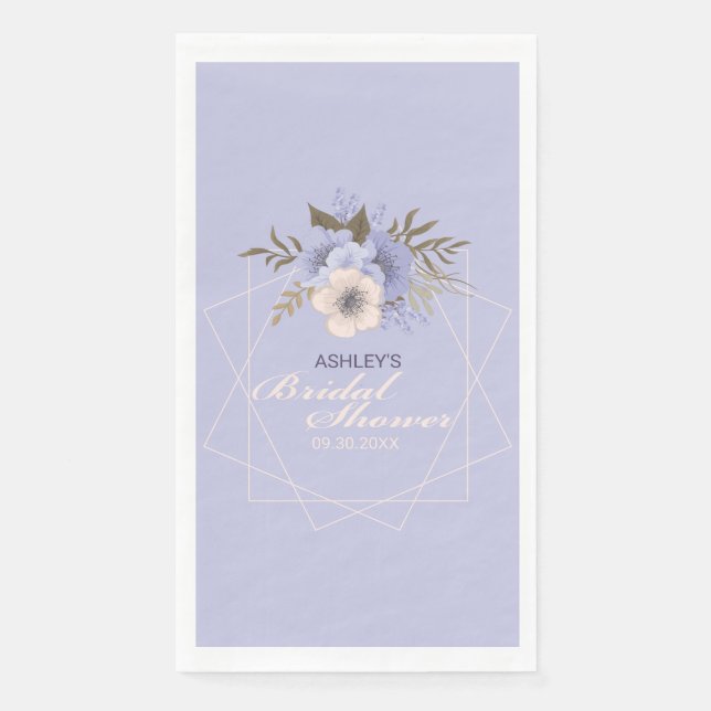 Violet Peach Pastel Geometric Roses Bridal Shower Paper Guest Towels (Front)