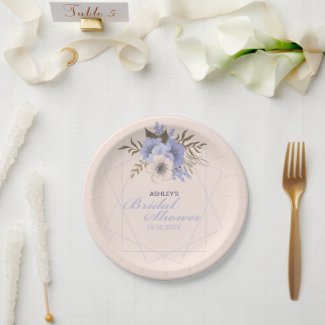 Violet Peach Pastel Geometric Roses Bridal Shower
