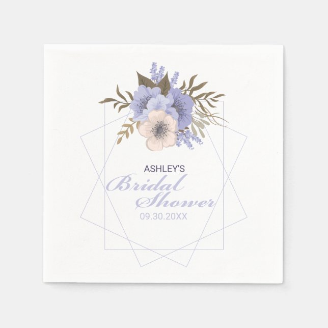 Violet Peach Pastel Geometric Roses Custom Napkins (Front)