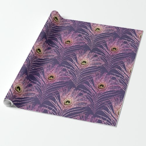 Violet peacock feather pattern from bird peacock wrapping paper