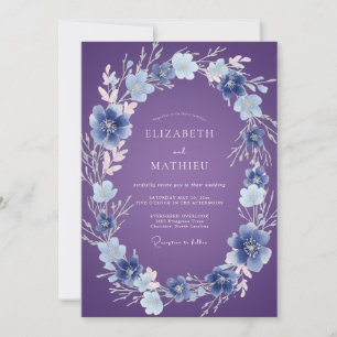 Violet Periwinkle Ethereal Floral Wedding Invitation