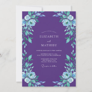 Violet Periwinkle Painted Wedding Invitation