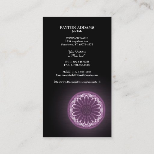 Customizable Violet Petals Mandala - Vertical Business Card
