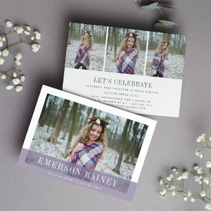 Violet Photo Graduation Announcement Invitation