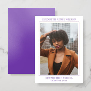Violet Photo Graduation Announcemet Letterpress Photo Cards