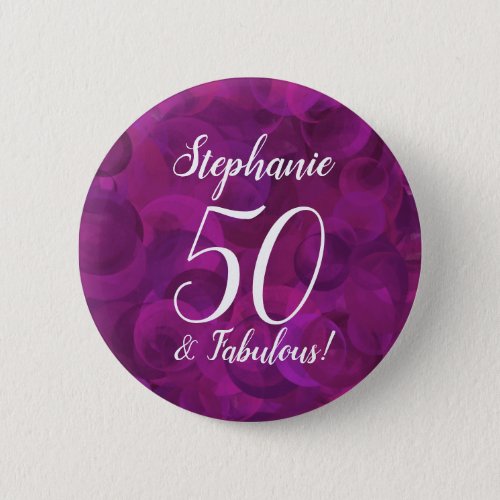 Violet Pink 50 and Fabulous Birthday Button