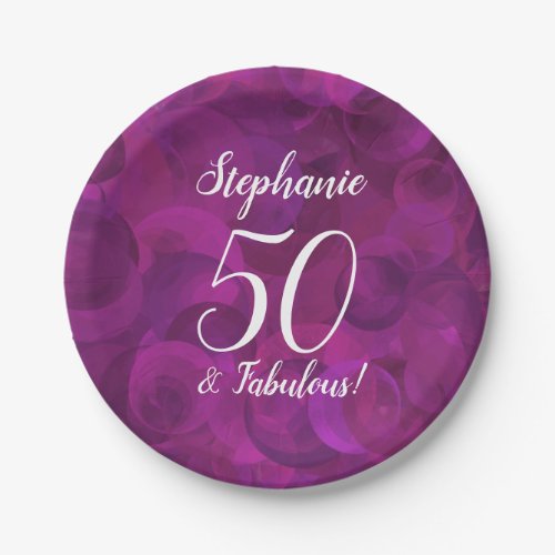 Violet Pink 50 and Fabulous Birthday Party Paper Plates