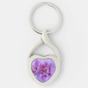 Violet Pink Abstract Hibiscus Flower Keychain