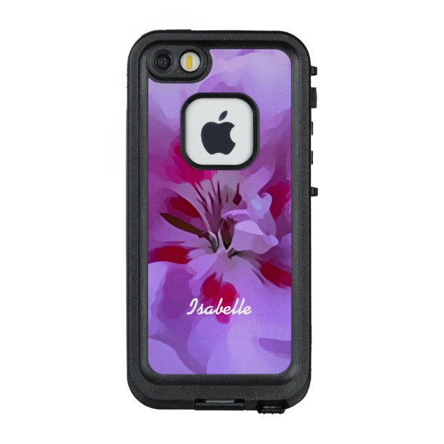 Violet Pink Abstract Hibiscus Flower Personalized LifeProof iPhone Case (Back)