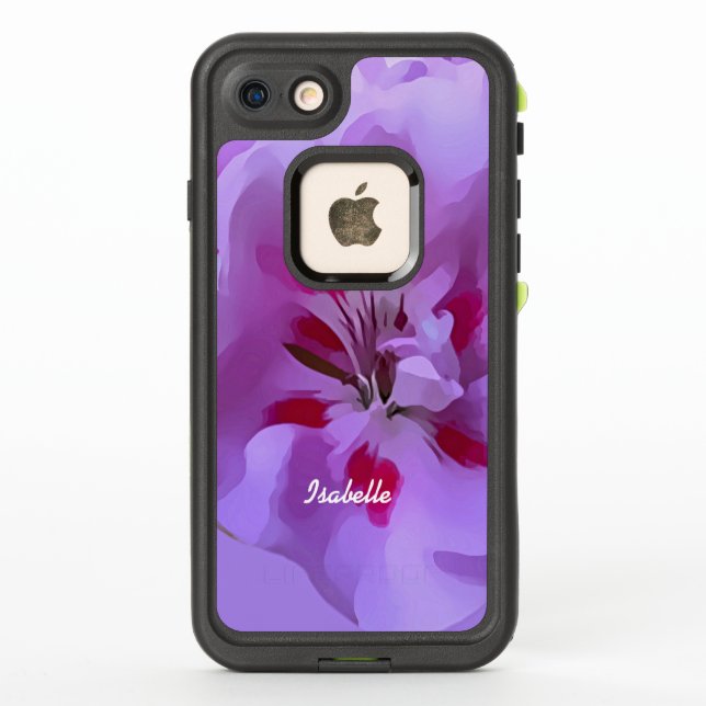 Violet Pink Abstract Hibiscus Flower Personalized LifeProof iPhone Case (Back)