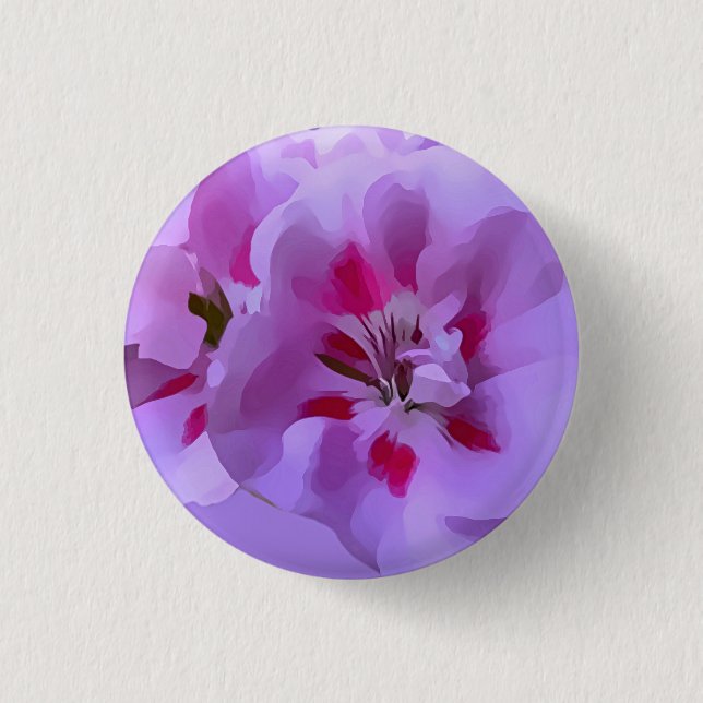 Violet Pink Abstract Hibiscus Flower Pinback Button (Front)