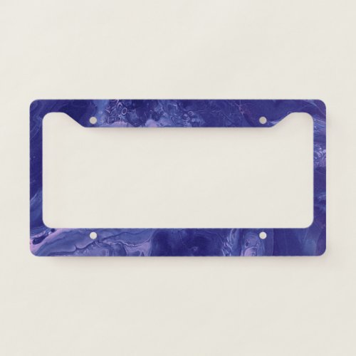 Violet Pink Acrylic Pouring Abstract Fluid Art  License Plate Frame