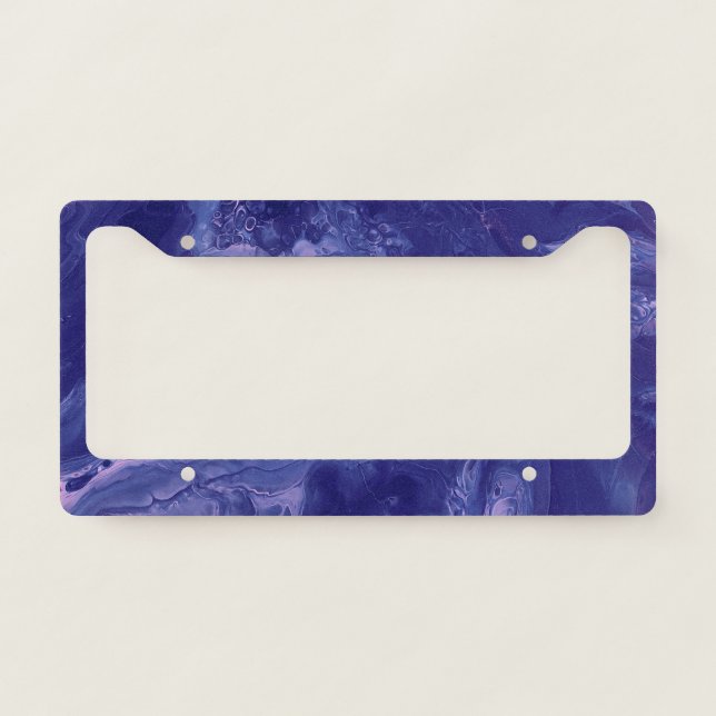 Violet Pink Acrylic Pouring Abstract Fluid Art  License Plate Frame (Front)