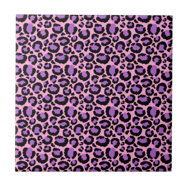 Violet Pink Cheetah Leopard Pattern Animal Lover Ceramic Tile (Front)