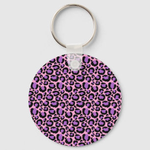 Violet Pink Cheetah Leopard Pattern Animal Lover Keychain