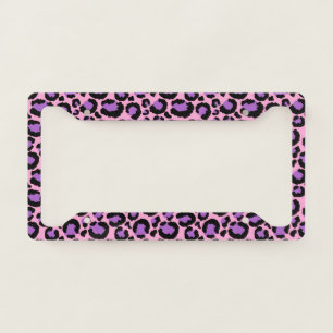 Violet Pink Cheetah Leopard Pattern Animal Lover License Plate Frame